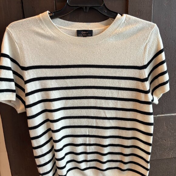 Quince 100% Mongolian Cashmere Stripped T Shirt XL - Picture 1 of 2
